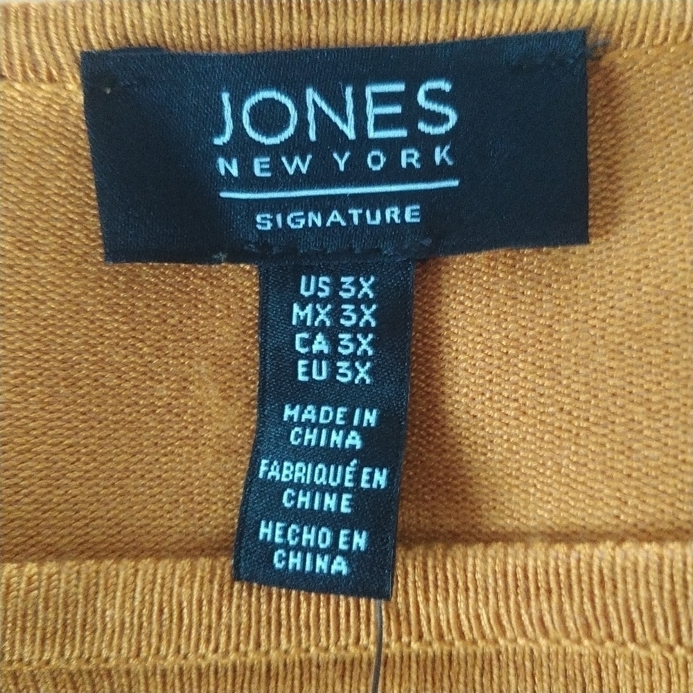 Jones New York Mustard Bost Neck Hole Front Tunic Top 3X - Picture 8 of 8